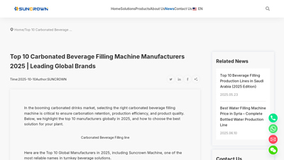 Top 10 Carbonated Beverage Filling Machine Manufacturers 2025