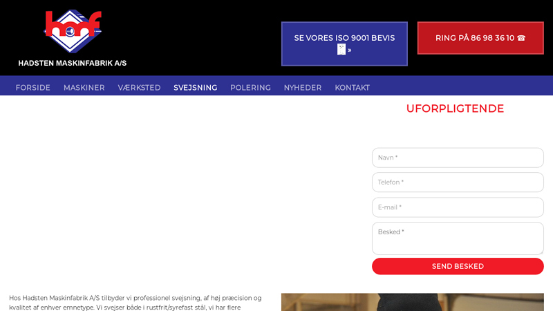 Svejsning i Hadsten nær Randers