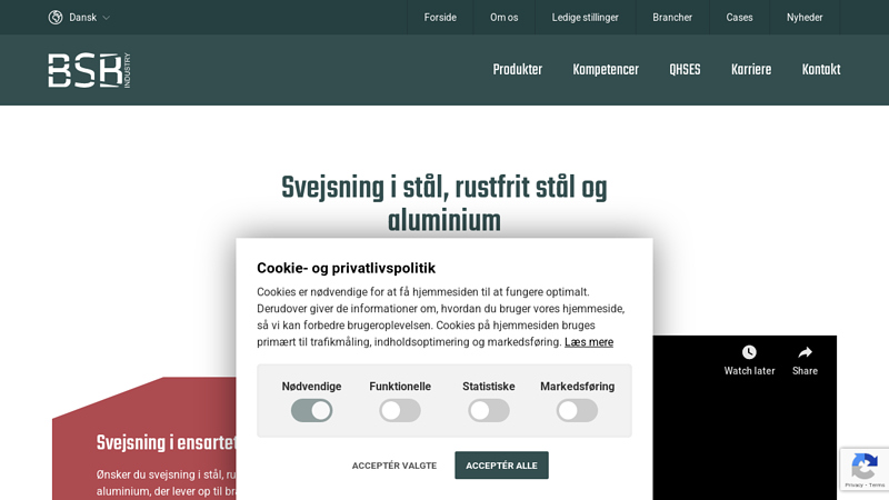 Svejsning i stål, rustfrit stål og aluminium