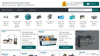 Manufacturer of Paper Cup Making Machine & Fully Automatic ...