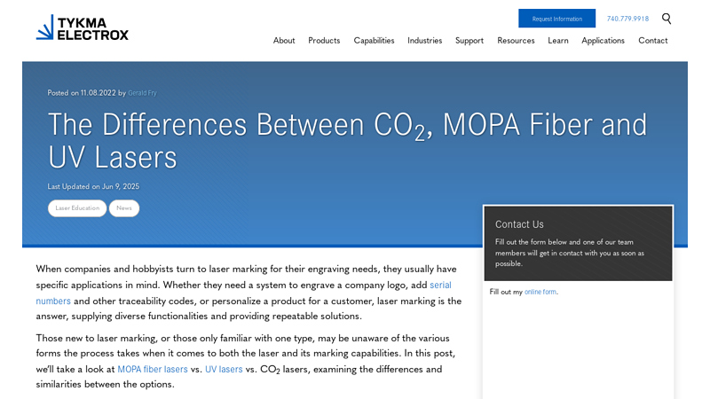 The Differences Between CO2, MOPA Fiber and UV Lasers