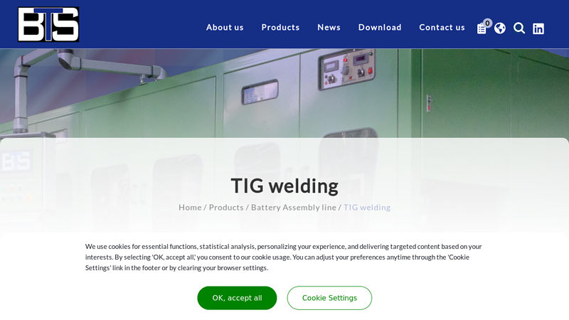 TIG welding solutions from BTS, the leading battery machine supplier