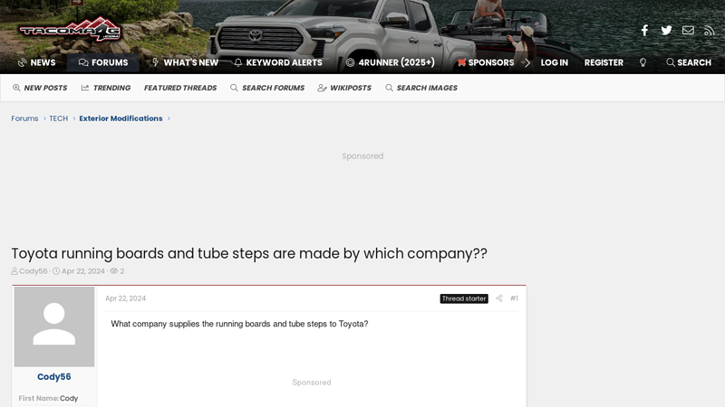 Toyota running boards and tube steps are made by which company??