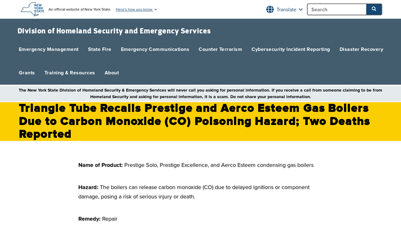 Triangle Tube Recalls Prestige and Aerco Esteem Gas Boilers Due ...