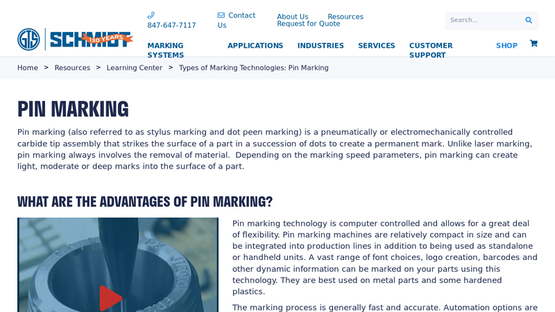Types of Marking Technologies: Pin Marking