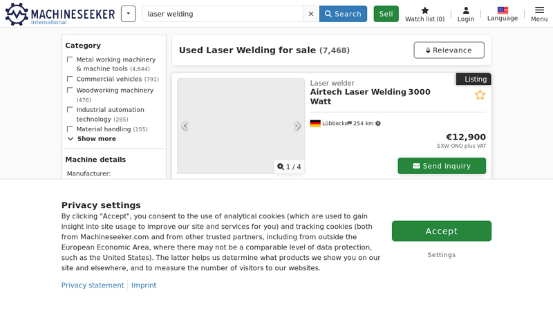 Used Laser Welding for sale on Machineseeker.com