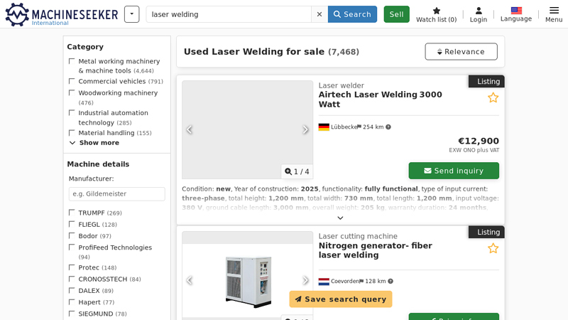 Used Laser Welding for sale on Machineseeker.com