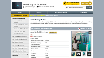 Pet Jar Bottle Making Machine - We3 Group Of Industries