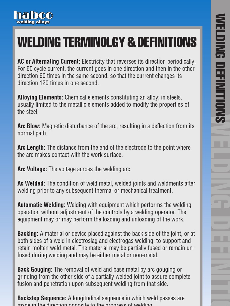 Welding Terms and Definitions Dictionary