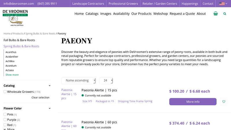 Wholesale Paeony Bare Roots