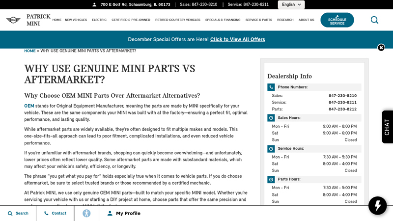 Why Choose Genuine OEM MINI Parts