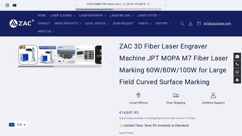 ZAC 3D Fiber Laser Engraver Machine JPT MOPA M7 ...