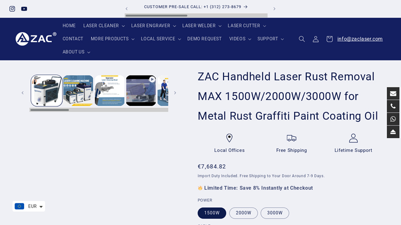 ZAC Handheld Laser Rust Removal MAX 1500W/2000W/3000W for ...