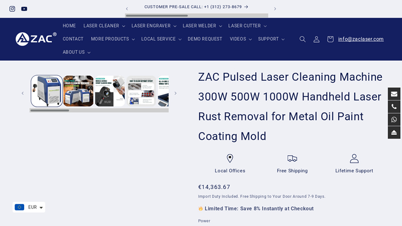 ZAC Pulsed Laser Cleaning Machine 300W 500W 1000W Handheld ...