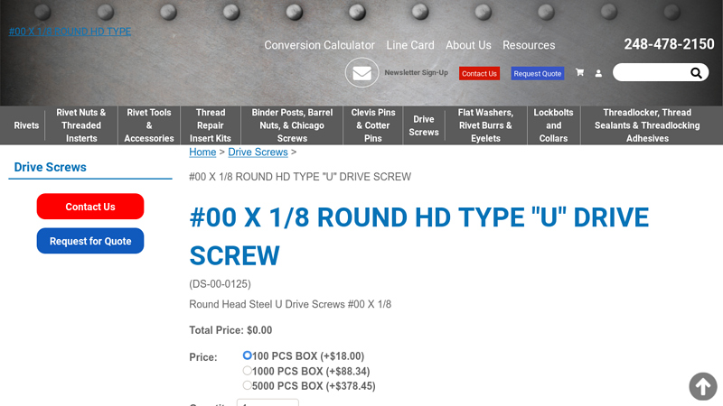#00 X 1/8 ROUND HD TYPE 