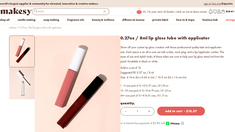 0.27oz / 8ml lip gloss tube with applicator