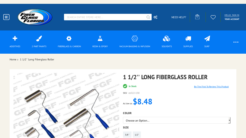 1 1/2'' Long Fiberglass Roller