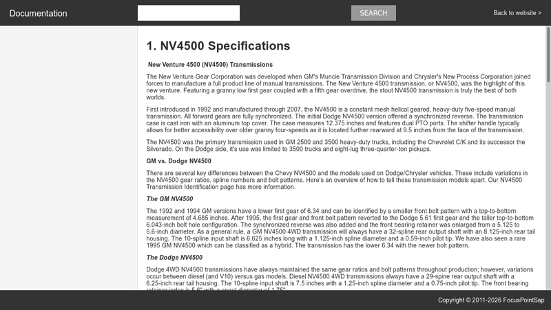1. NV4500 Specifications