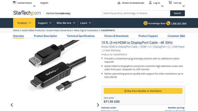 10 ft. (3 m) HDMI to DisplayPort Cable