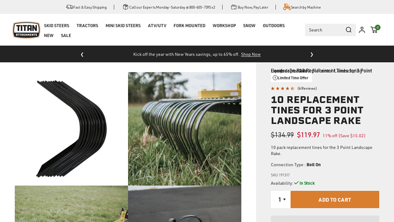 10 Replacement Tines for 3 Point Landscape Rake