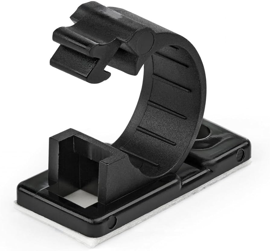 100 Adhesive Cable Management Clips Black