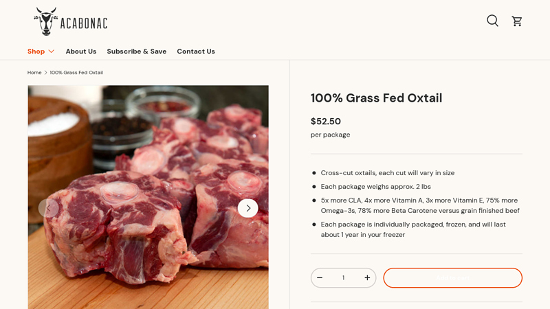 100% Grass Fed Beef Oxtail