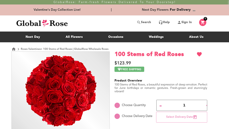 100 Stems of Red Roses