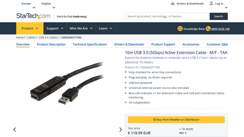 10m USB 3.0 (5Gbps) Active Extension Cable