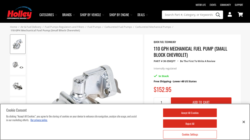 110 GPH Mechanical Fuel Pump (Small Block Chevrolet)