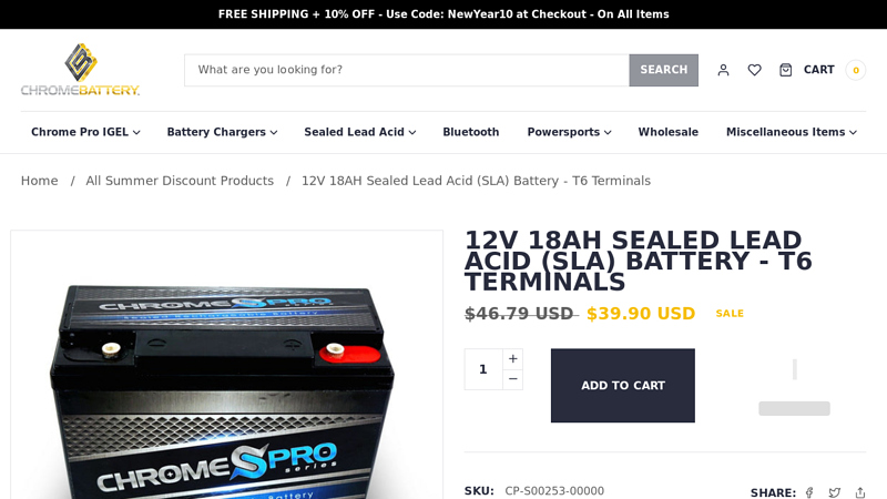 12V 18AH Sealed Lead Acid (SLA) Battery