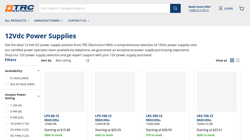 12V Power Supplies in Stock