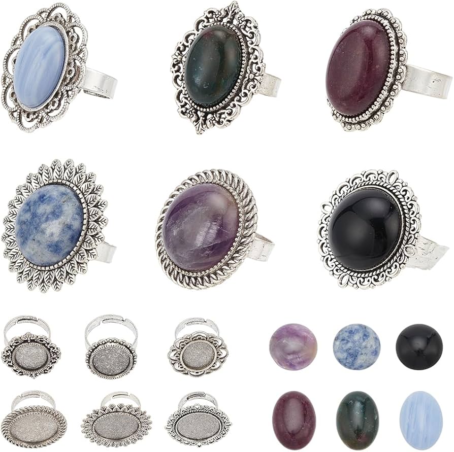 14k Ring Settings Without Stones SUNNYCLUE 6Pcs Cabochon ...