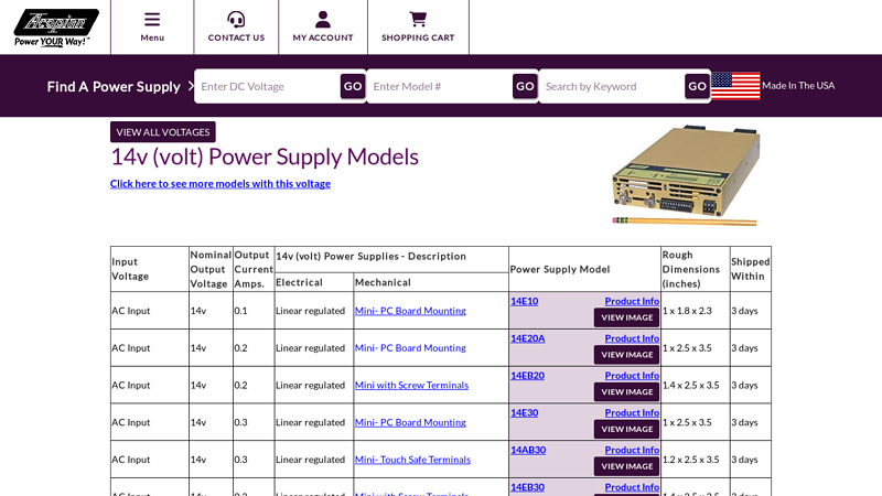14v (volt) Power Supply Models