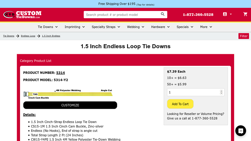 1.5 Inch Endless Loop Tie Downs