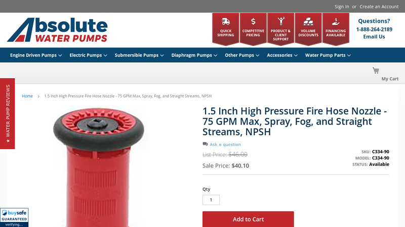 1.5 Inch High Pressure Fire Hose Nozzle