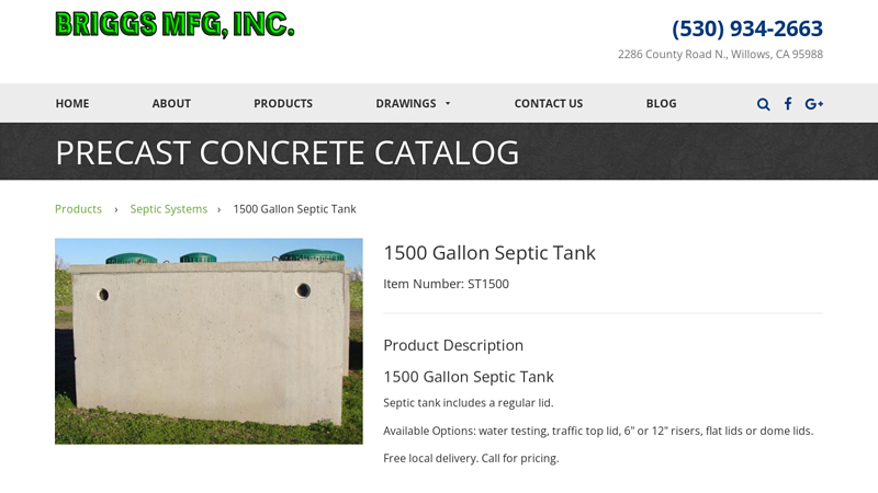 1500 Gallon Septic Tank