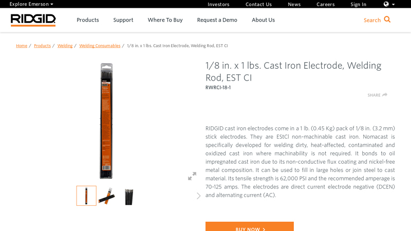 1/8 in. x 1 lbs. Cast Iron Electrode, Welding Rod, EST CI