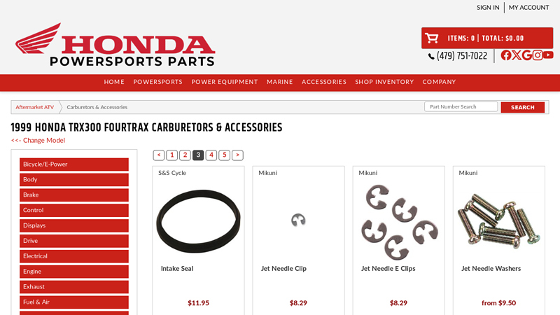 1999 Honda TRX300 FourTrax Carburetors & Accessories