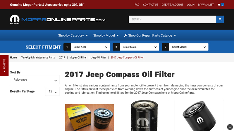 2017 Jeep Compass Oil Filter