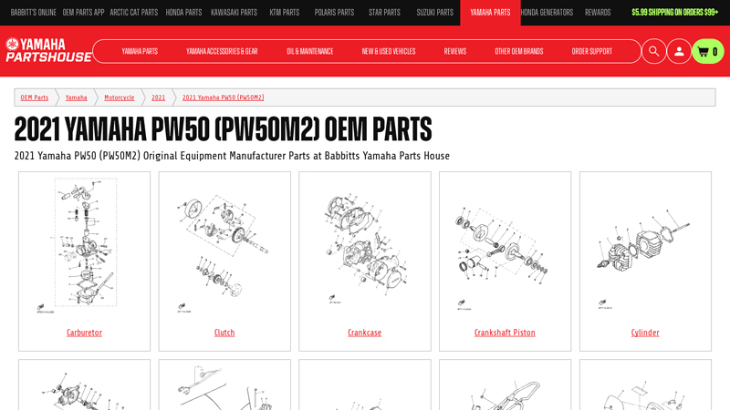 2021 Yamaha PW50 (PW50M2) OEM Parts