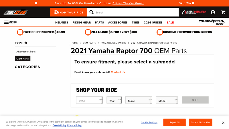 2021 Yamaha Raptor 700 OEM Parts Finder & Fiche Lookup