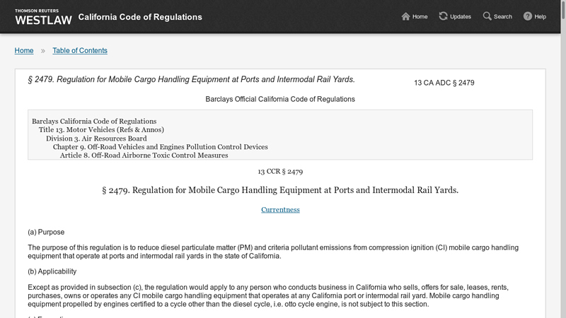 2479. Regulation for Mobile Cargo Handling Equipment at Ports and ...