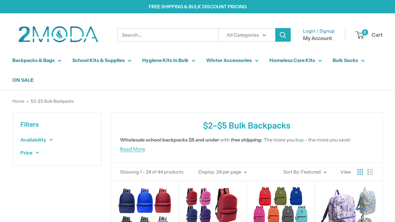 $2–$5 Bulk Backpacks