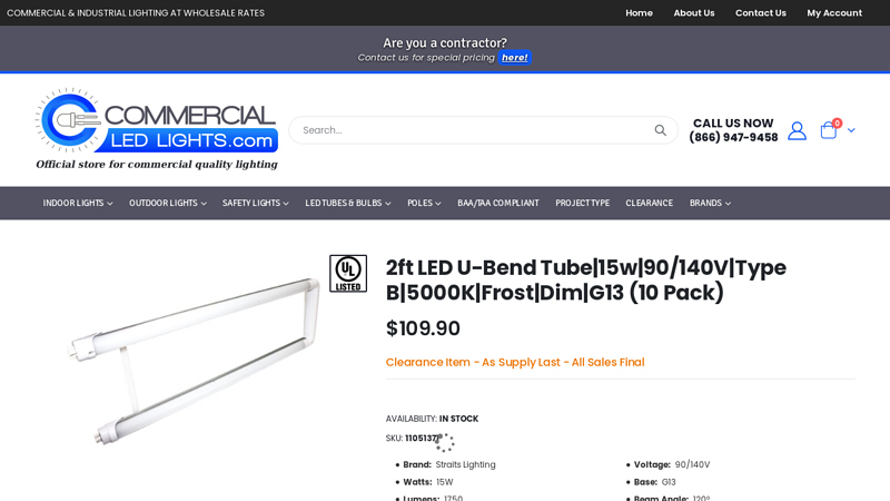 2ft LED U-Bend Tube