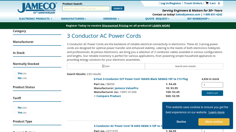 3 Conductor AC Power Cords