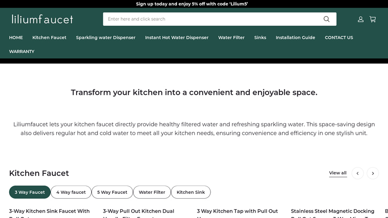 3-Way Kitchen Faucet for Filtered and Sparkling Water