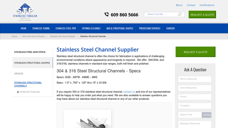 304 & 316 Steel Structural Channels