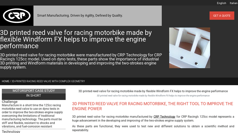 3D printed reed valve for racing motorbike two