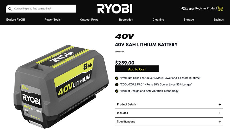 40V 8AH LITHIUM BATTERY
