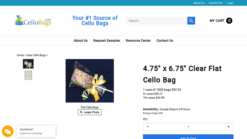 4.75x6.75 Clear Flat Cello Bags